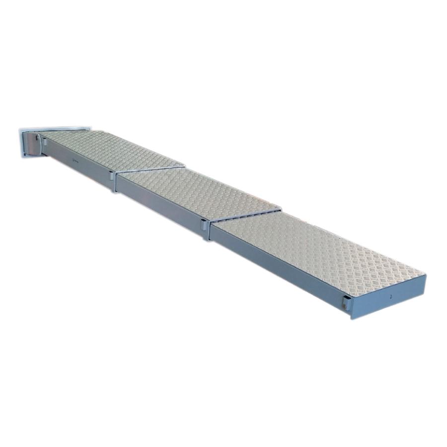 passerella idraulica rientrante telescopica a tre stadi acciaio verniciato pedana alluminio 